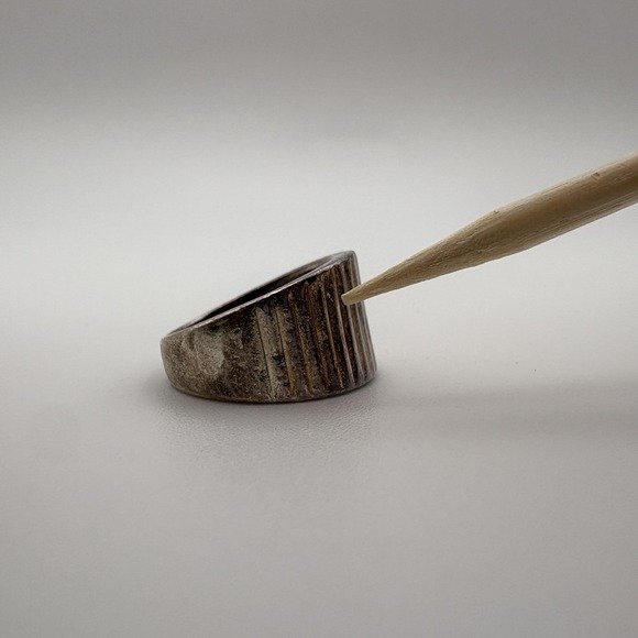 Sterling Silver 925 Ribbed Textured Wide Band Ring Size 4.75 Modernist 3.68g - Picture 4 of 7
